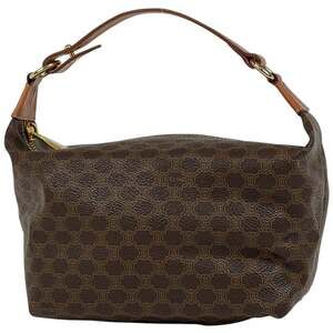 Celine Macadam handbag/pouch in brown coated canvas for women.